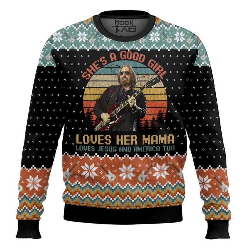 Hooktab Free Fallin' Tom Petty Ugly Christmas Sweater