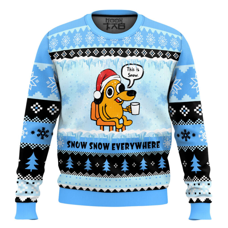 Hooktab Freezing This Is Fine Meme Ugly Christmas Sweater