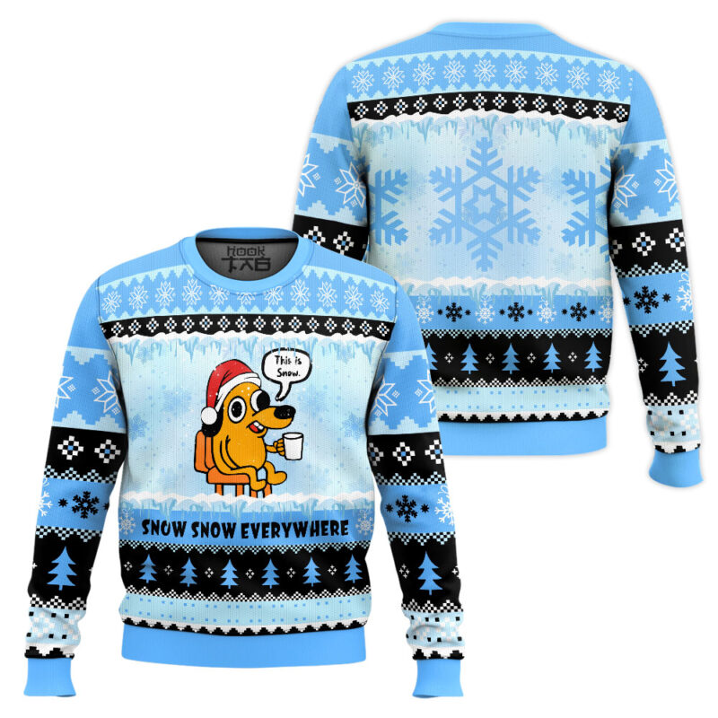 Hooktab Freezing This Is Fine Meme Ugly Christmas Sweater Hooktab Freezing This Is Fine Meme Ugly Christmas Sweater
