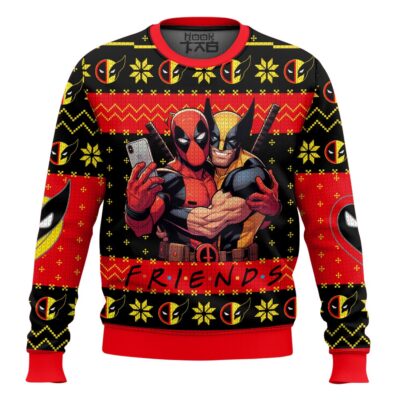 Hooktab F.r.i.e.n.d Deadpool And Wolverine Ugly Christmas Sweater
