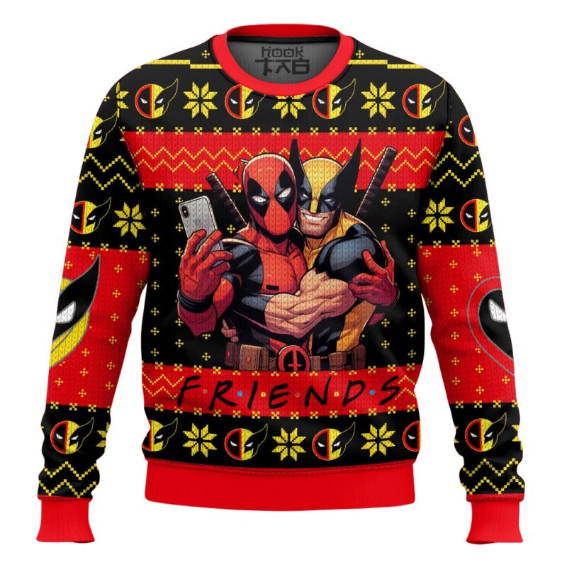 Hooktab F.r.i.e.n.d Deadpool And Wolverine Ugly Christmas Sweater