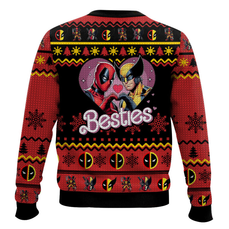 Hooktab F.R.I.E.N.D.S Besties Deadpool & Wolverine Ugly Christmas Sweater Hooktab F.R.I.E.N.D.S Besties Deadpool & Wolverine Ugly Christmas Sweater