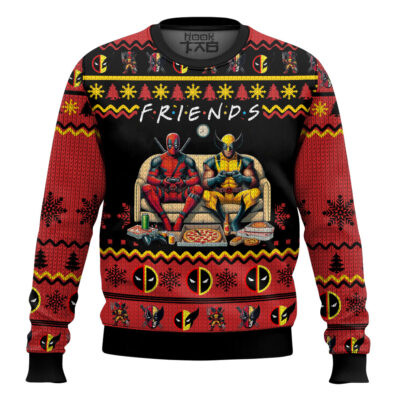 Hooktab F.R.I.E.N.D.S Besties Deadpool & Wolverine Ugly Christmas Sweater