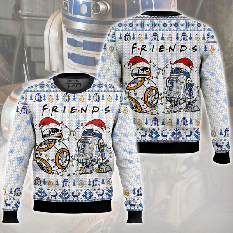 Hooktab FRIENDS R2-D2 & BB-8 Star Wars Ugly Christmas Sweater Hooktab FRIENDS R2-D2 & BB-8 Star Wars Ugly Christmas Sweater