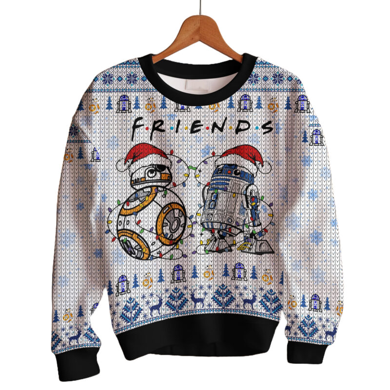 Hooktab FRIENDS R2-D2 & BB-8 Star Wars Ugly Christmas Sweater Hooktab FRIENDS R2-D2 & BB-8 Star Wars Ugly Christmas Sweater
