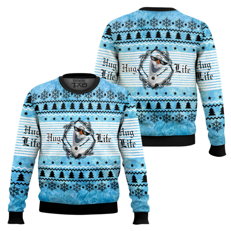 Hooktab Frozen Hug Life Olaf Ugly Christmas Sweater Hooktab Frozen Hug Life Olaf Ugly Christmas Sweater
