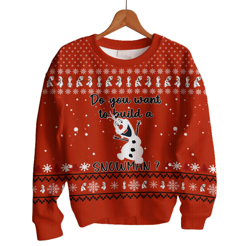 Hooktab Frozen Olaf "Do You Want To Build A Snowman" Ugly Christmas Sweater Hooktab Frozen Olaf "Do You Want To Build A Snowman" Ugly Christmas Sweater