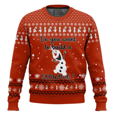 Hooktab Frozen Olaf "Do You Want To Build A Snowman" Ugly Christmas Sweater