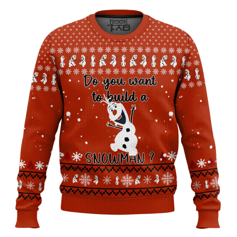 Hooktab Frozen Olaf "Do You Want To Build A Snowman" Ugly Christmas Sweater