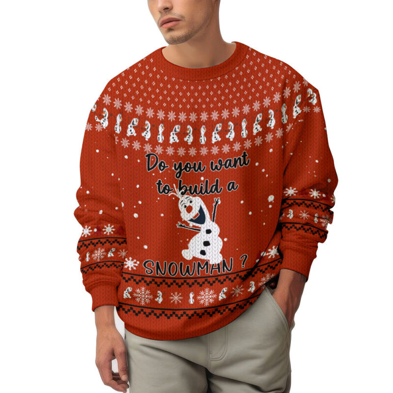 Hooktab Frozen Olaf "Do You Want To Build A Snowman" Ugly Christmas Sweater Hooktab Frozen Olaf "Do You Want To Build A Snowman" Ugly Christmas Sweater