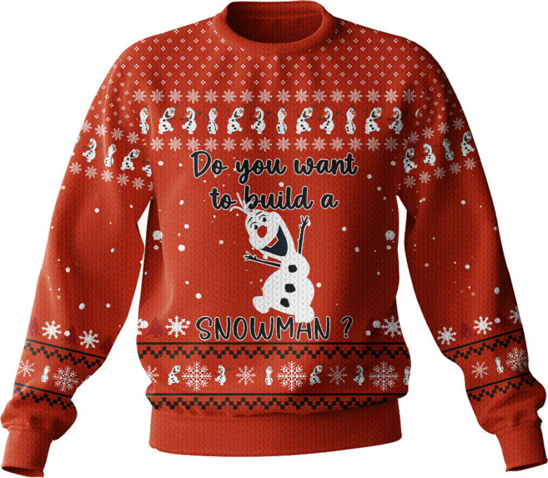 Hooktab Frozen Olaf "Do You Want To Build A Snowman" Ugly Christmas Sweater Hooktab Frozen Olaf "Do You Want To Build A Snowman" Ugly Christmas Sweater