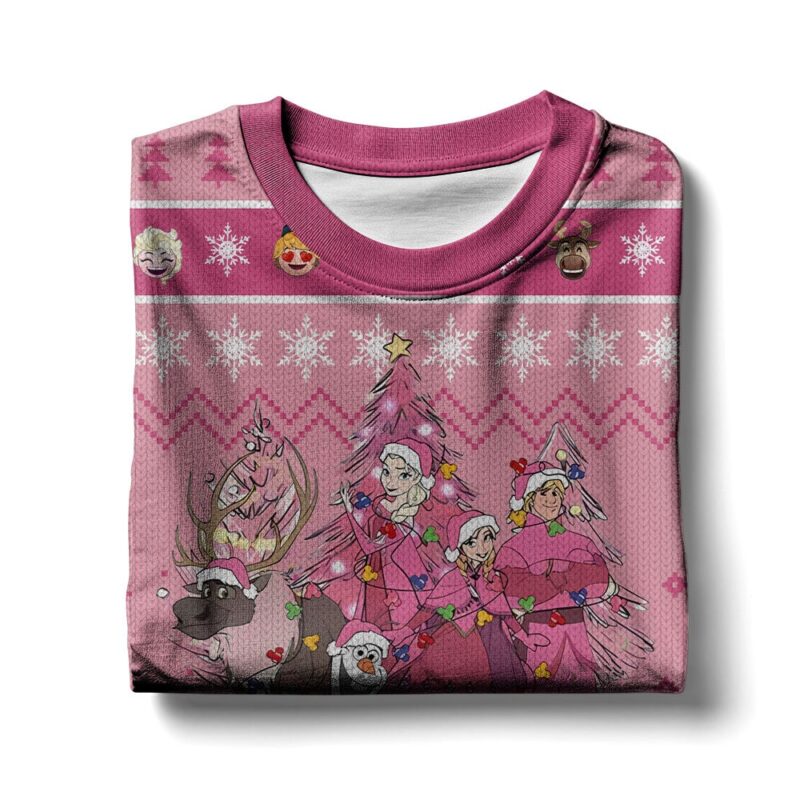 Hooktab Frozen Pink Ugly Christmas Sweater Hooktab Frozen Pink Ugly Christmas Sweater