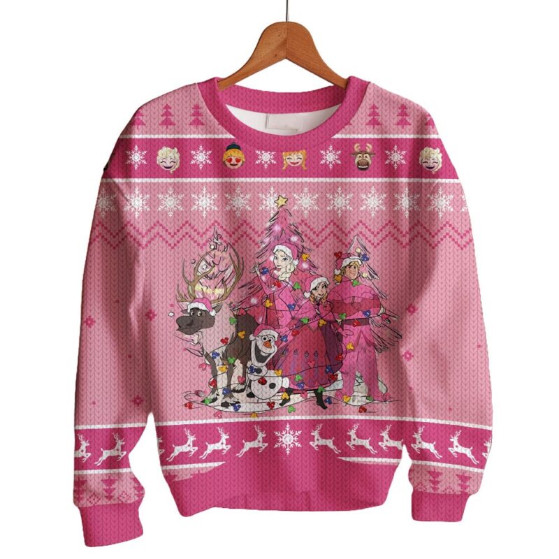 Hooktab Frozen Pink Ugly Christmas Sweater Hooktab Frozen Pink Ugly Christmas Sweater