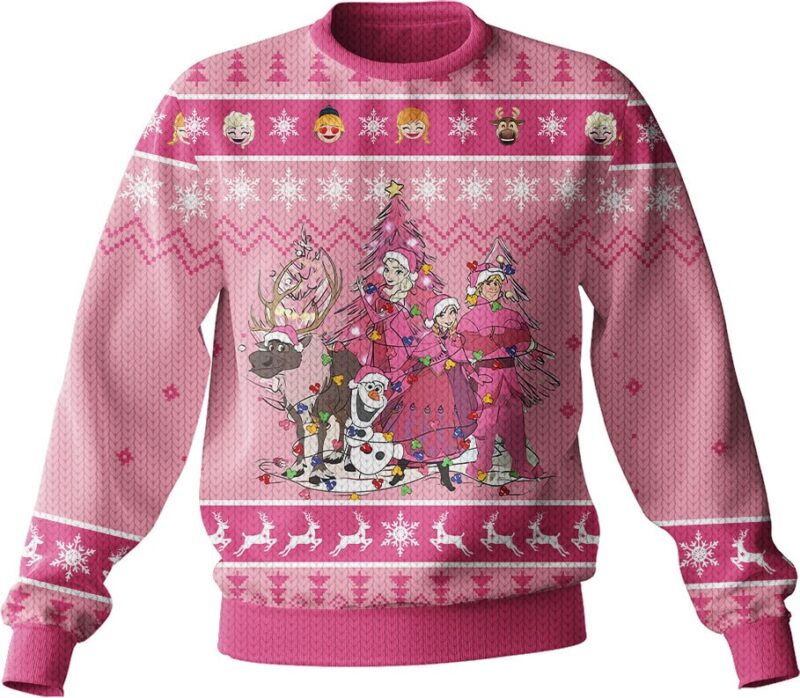 Hooktab Frozen Pink Ugly Christmas Sweater Hooktab Frozen Pink Ugly Christmas Sweater