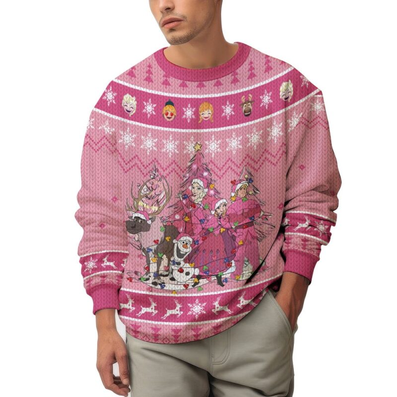 Hooktab Frozen Pink Ugly Christmas Sweater Hooktab Frozen Pink Ugly Christmas Sweater