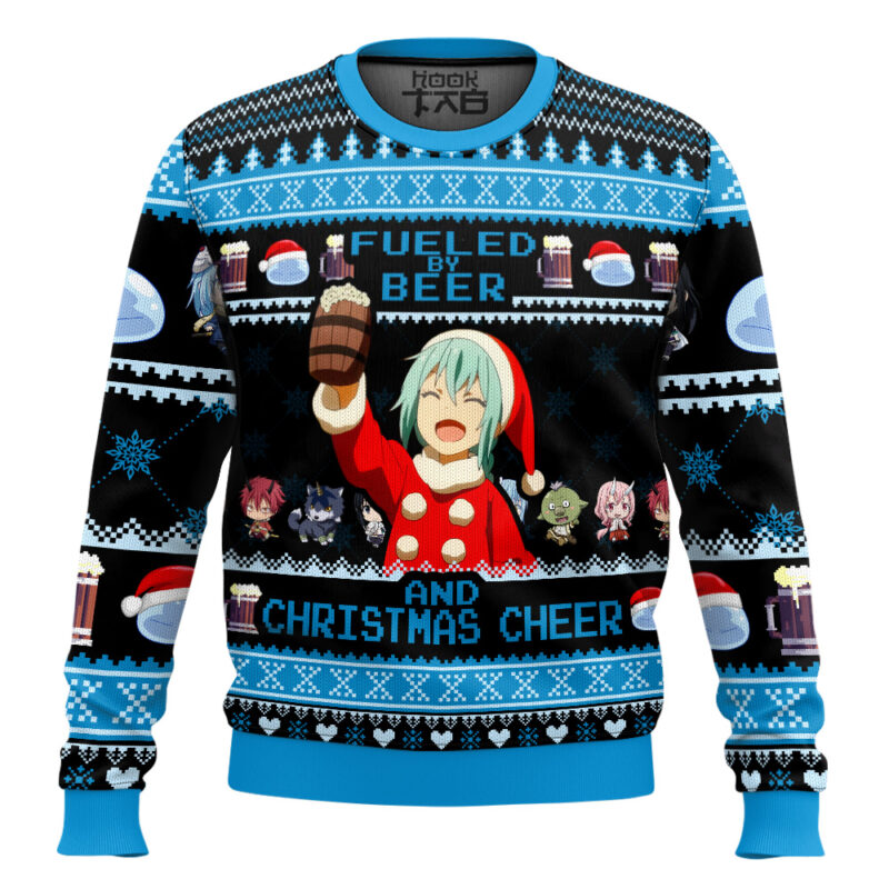 Hooktab Fueled By Beer That Time I Got Reincarnated As A Slime Ugly Christmas Sweater