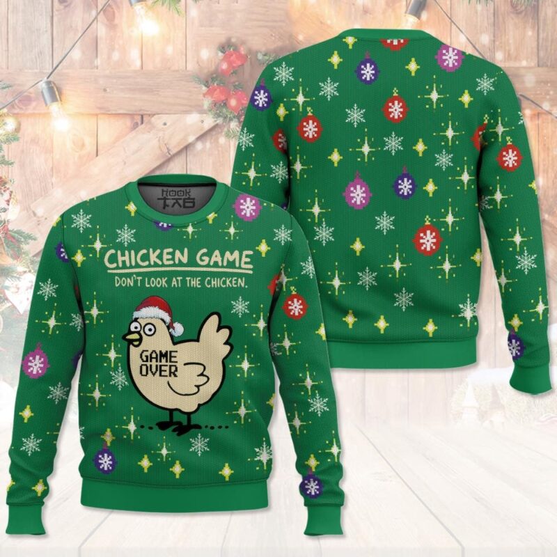 Hooktab Funny Chicken Game Ugly Christmas Sweater Hooktab Funny Chicken Game Ugly Christmas Sweater