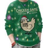 Hooktab Funny Chicken Game Ugly Christmas Sweater