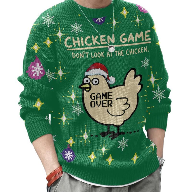 Hooktab Funny Chicken Game Ugly Christmas Sweater Hooktab Funny Chicken Game Ugly Christmas Sweater