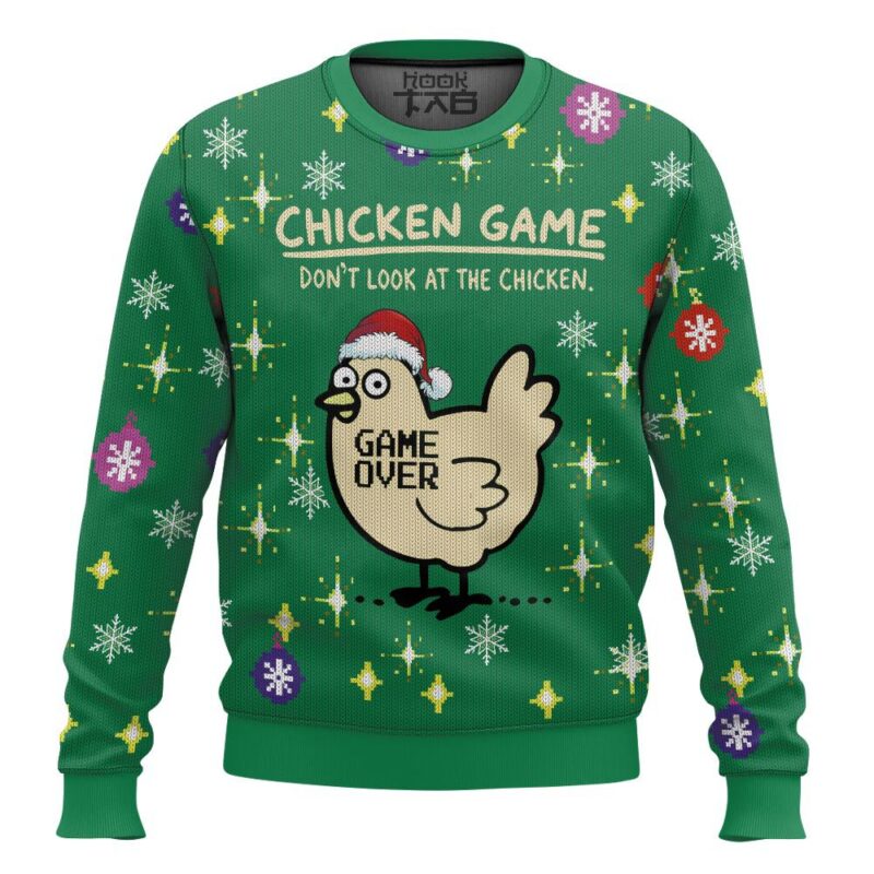 Hooktab Funny Chicken Game Ugly Christmas Sweater