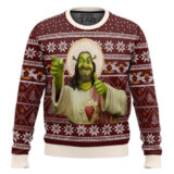 Hooktab Funny Jesus Shrek Ugly Christmas Sweater