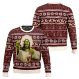Hooktab Funny Jesus Shrek Ugly Christmas Sweater