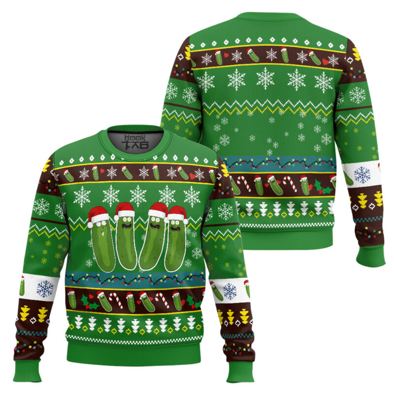 Hooktab Funny Pickle Rick And Morty Ugly Christmas Sweater Hooktab Funny Pickle Rick And Morty Ugly Christmas Sweater