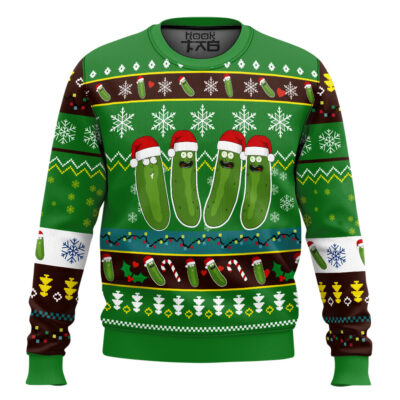 Hooktab Funny Pickle Rick And Morty Ugly Christmas Sweater