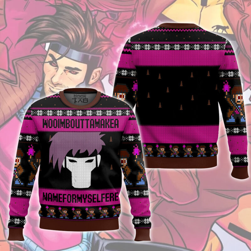 Hooktab Gambit Make A Name For Myself Marvel Ugly Christmas Sweater Hooktab Gambit Make A Name For Myself Marvel Ugly Christmas Sweater
