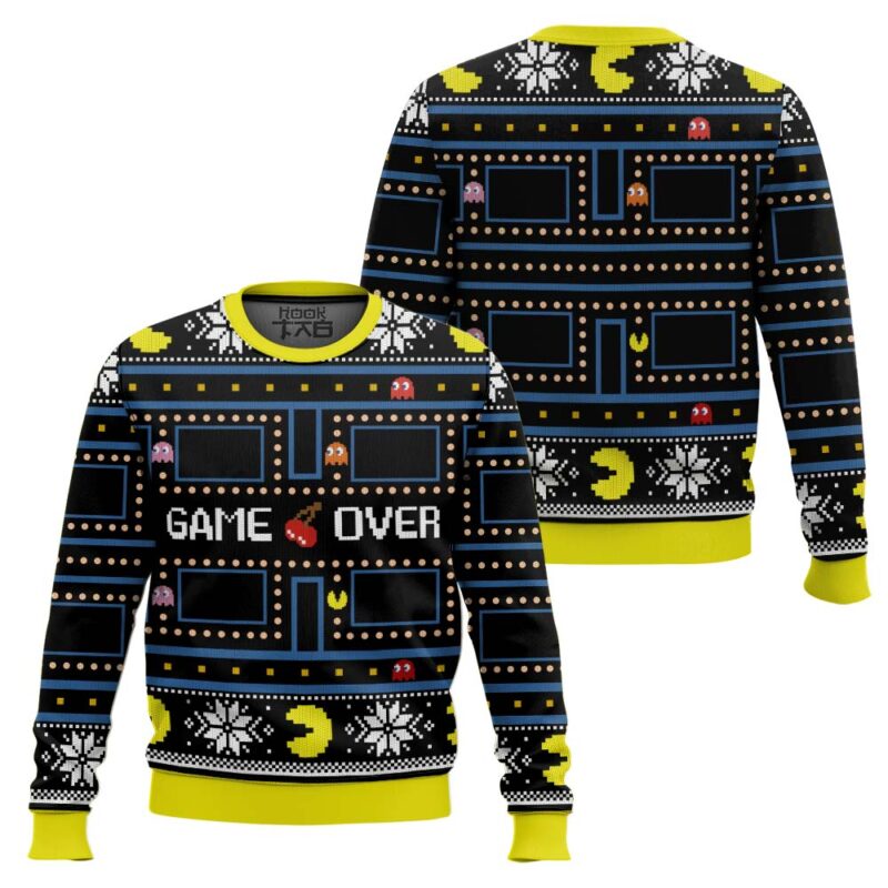 Hooktab Game Over Pac Man Ugly Christmas Sweater Hooktab Game Over Pac Man Ugly Christmas Sweater
