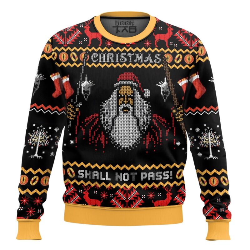 Hooktab Gandalf Claus You Shall Not Pass The Lord Of The Rings Ugly Christmas Sweater