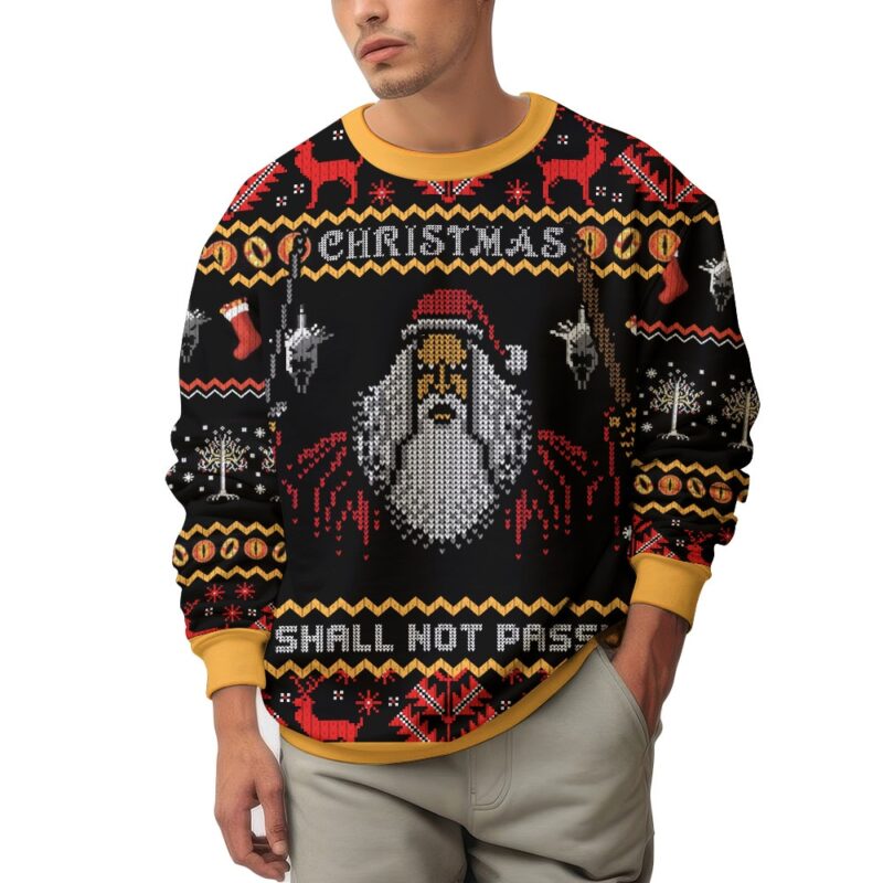 Hooktab Gandalf Claus You Shall Not Pass The Lord Of The Rings Ugly Christmas Sweater Hooktab Gandalf Claus You Shall Not Pass The Lord Of The Rings Ugly Christmas Sweater