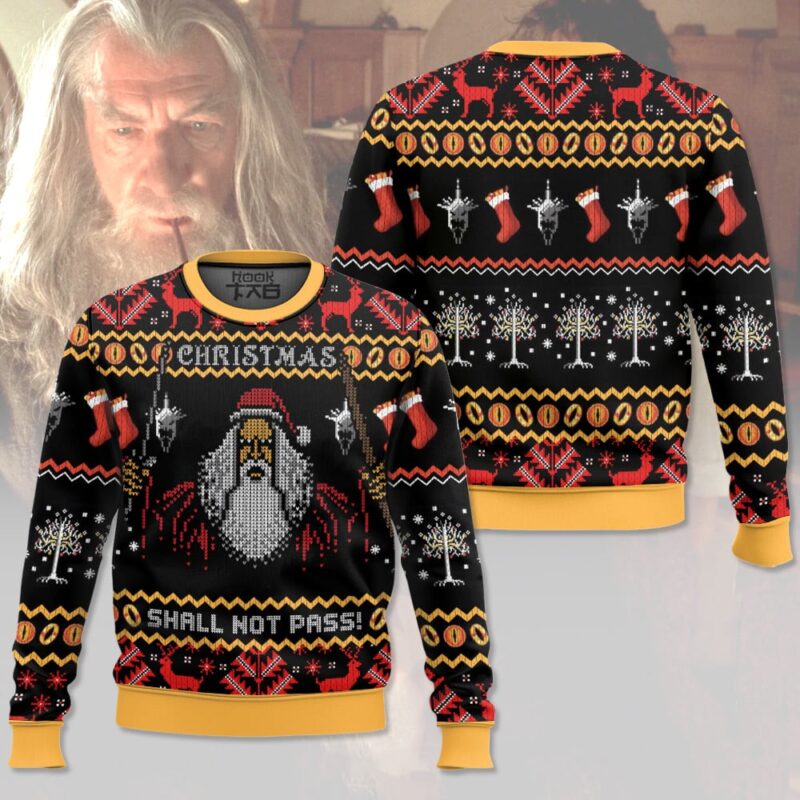 Hooktab Gandalf Claus You Shall Not Pass The Lord Of The Rings Ugly Christmas Sweater Hooktab Gandalf Claus You Shall Not Pass The Lord Of The Rings Ugly Christmas Sweater