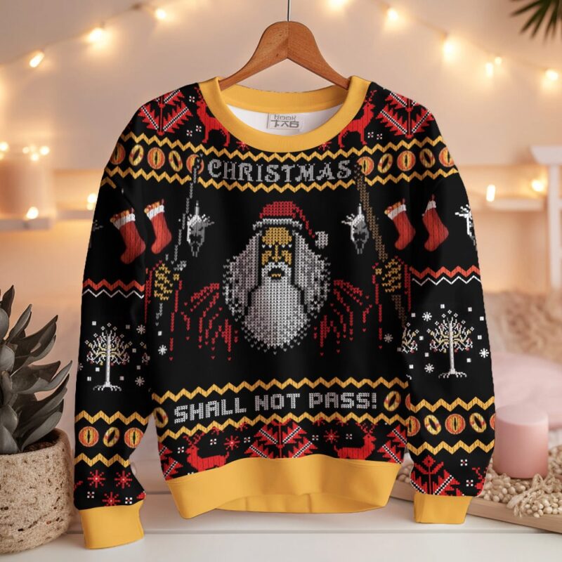 Hooktab Gandalf Claus You Shall Not Pass The Lord Of The Rings Ugly Christmas Sweater Hooktab Gandalf Claus You Shall Not Pass The Lord Of The Rings Ugly Christmas Sweater