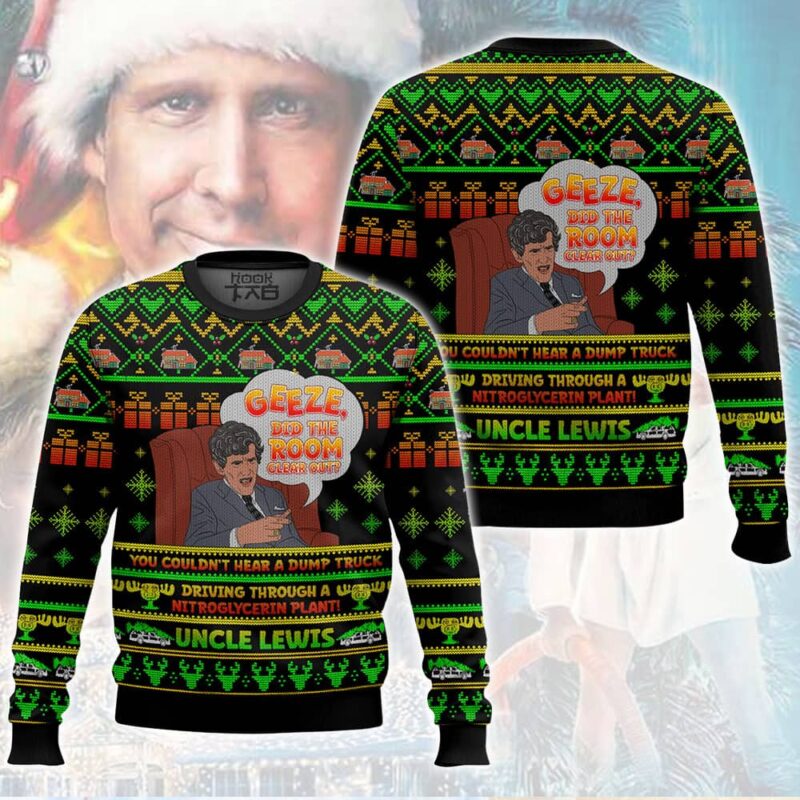Hooktab Geeze Did The Room Clear Out National Lampoon's Vacation Ugly Christmas Sweater Hooktab Geeze Did The Room Clear Out National Lampoon's Vacation Ugly Christmas Sweater