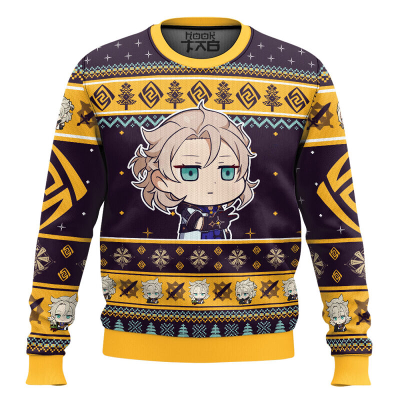 Hooktab Genshin Impact Albedo Ugly Christmas Sweater