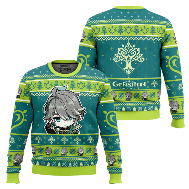 Hooktab Genshin Impact Alhaitham Ugly Christmas Sweater Hooktab Genshin Impact Alhaitham Ugly Christmas Sweater