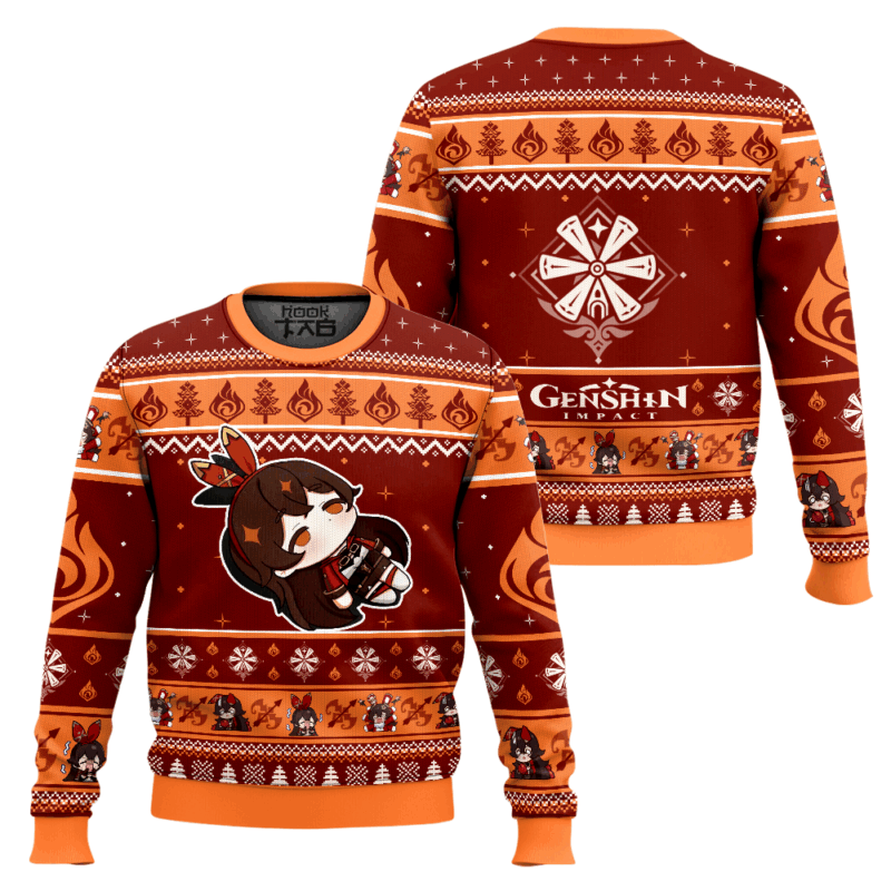 Hooktab Genshin Impact Amber Ugly Christmas Sweater Hooktab Genshin Impact Amber Ugly Christmas Sweater