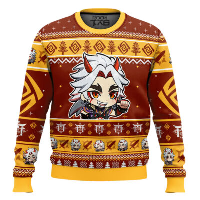 Hooktab Genshin Impact Arataki Itto Ugly Christmas Sweater