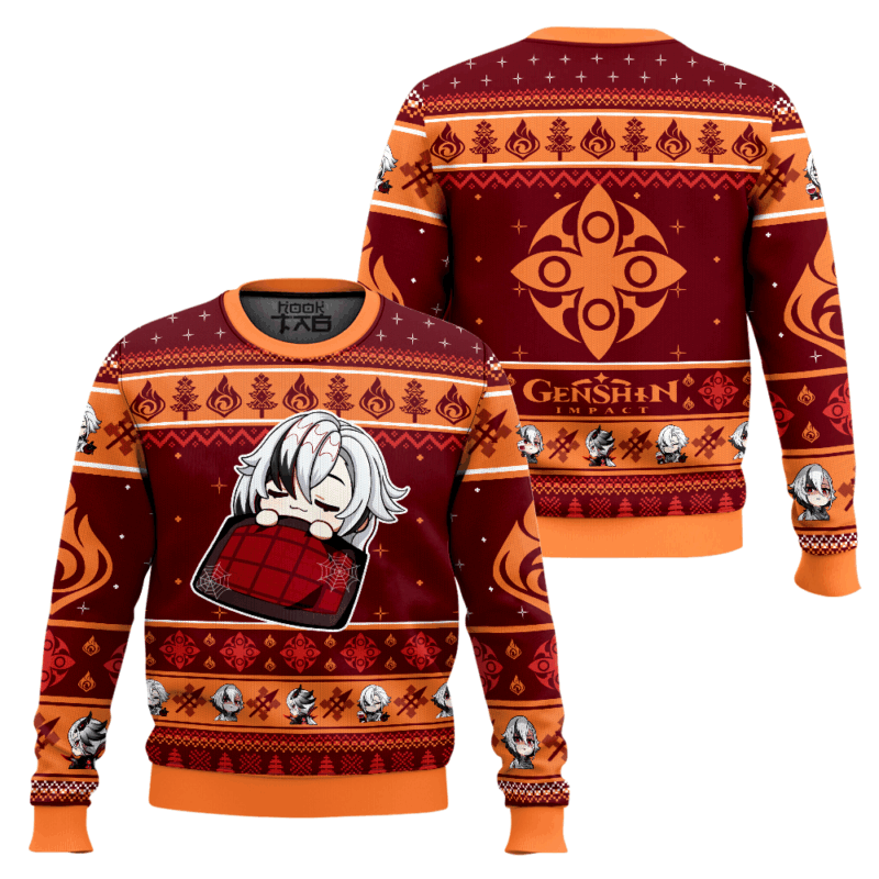Hooktab Genshin Impact Arlecchino Ugly Christmas Sweater Hooktab Genshin Impact Arlecchino Ugly Christmas Sweater