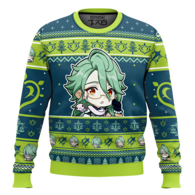 Hooktab Genshin Impact Baizhu Ugly Christmas Sweater