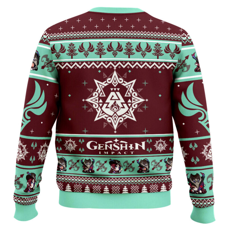 Hooktab Genshin Impact Chasca Ugly Christmas Sweater Hooktab Genshin Impact Chasca Ugly Christmas Sweater