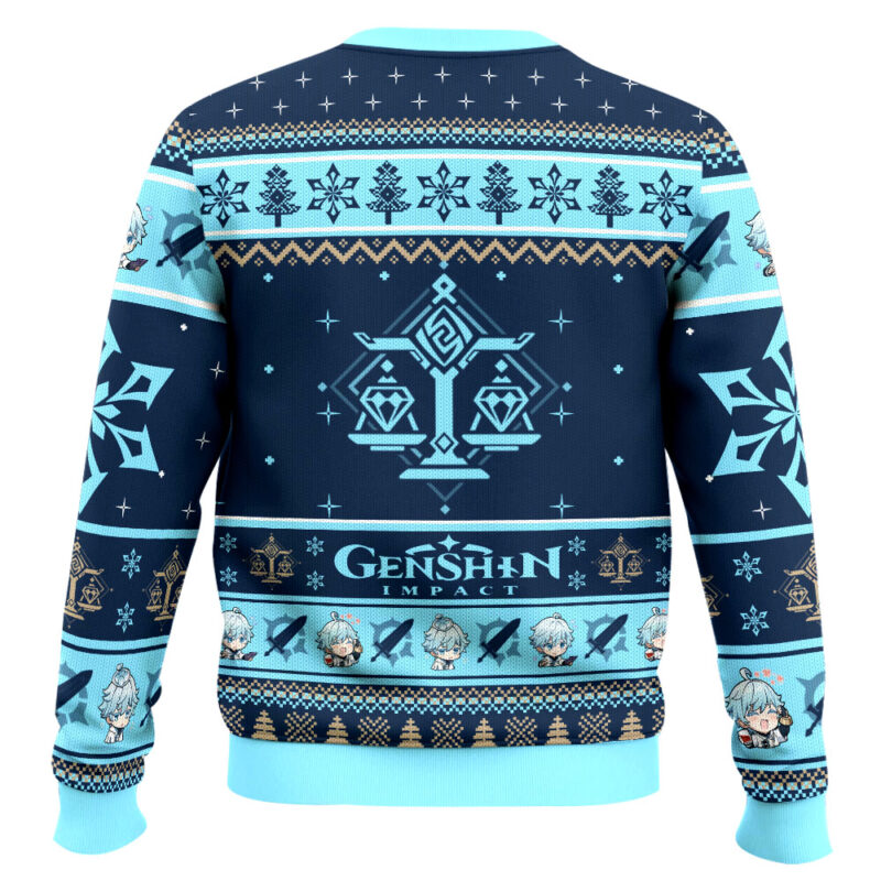 Hooktab Genshin Impact Chongyun Ugly Christmas Sweater Hooktab Genshin Impact Chongyun Ugly Christmas Sweater