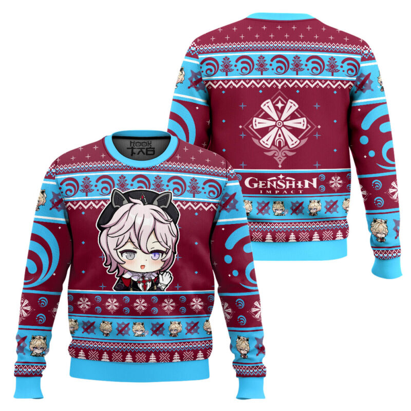 Hooktab Genshin Impact Dahlia Ugly Christmas Sweater Hooktab Genshin Impact Dahlia Ugly Christmas Sweater