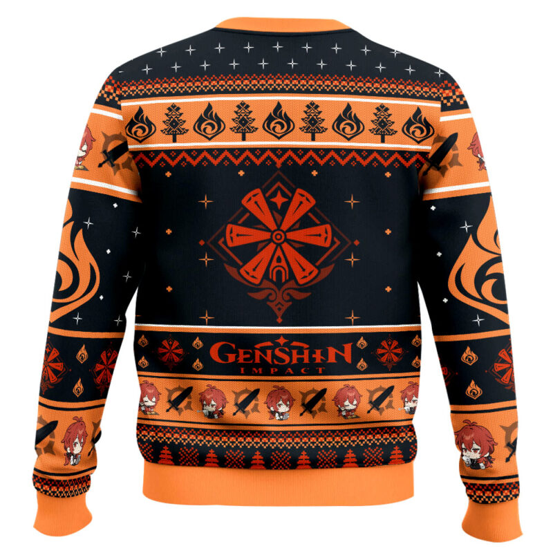 Hooktab Genshin Impact Diluc Ugly Christmas Sweater Hooktab Genshin Impact Diluc Ugly Christmas Sweater