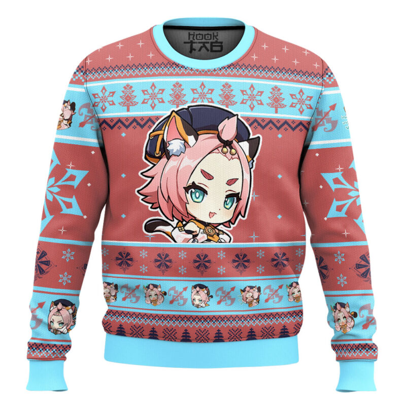 Hooktab Genshin Impact Diona Ugly Christmas Sweater