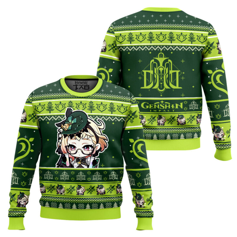 Hooktab Genshin Impact Emilie Ugly Christmas Sweater Hooktab Genshin Impact Emilie Ugly Christmas Sweater