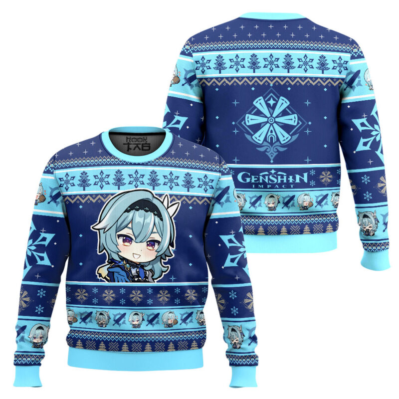 Hooktab Genshin Impact Eula Ugly Christmas Sweater Hooktab Genshin Impact Eula Ugly Christmas Sweater