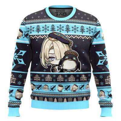 Hooktab Genshin Impact Freminet Ugly Christmas Sweater