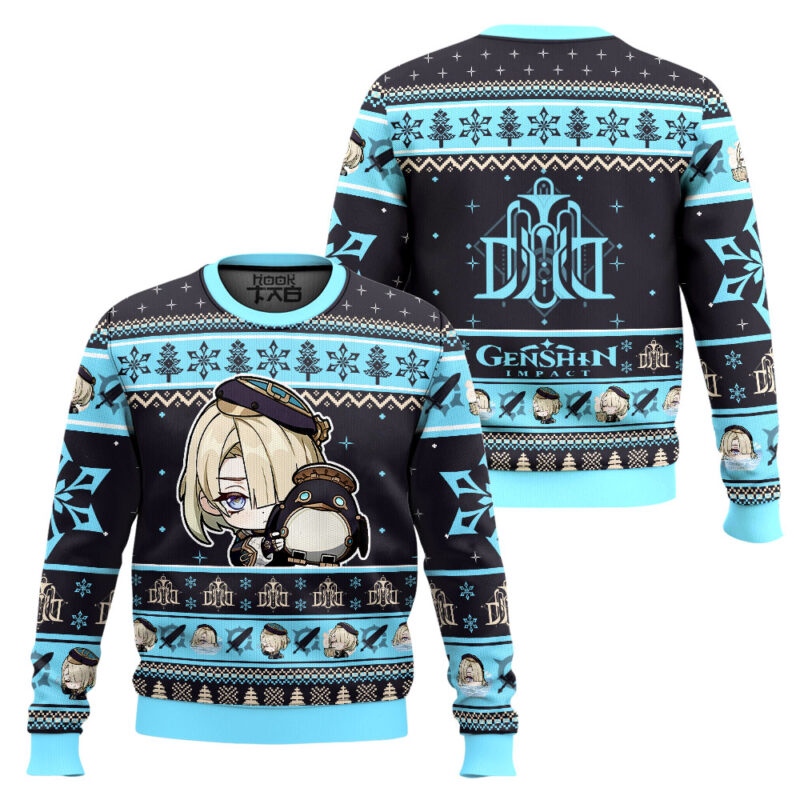 Hooktab Genshin Impact Freminet Ugly Christmas Sweater Hooktab Genshin Impact Freminet Ugly Christmas Sweater